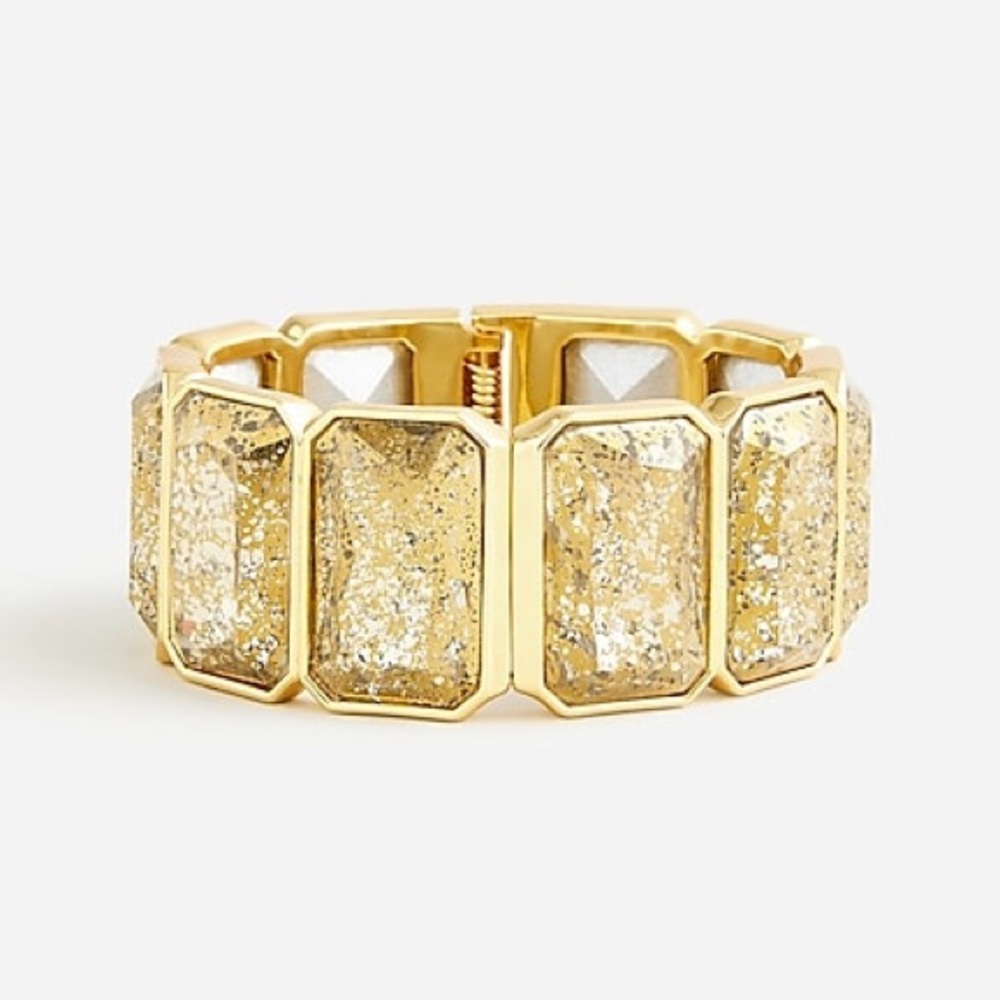 NWT | J Crew Hinged Rectangle Stone Bracelet in Burnished Gold - Picture 13 of 14
